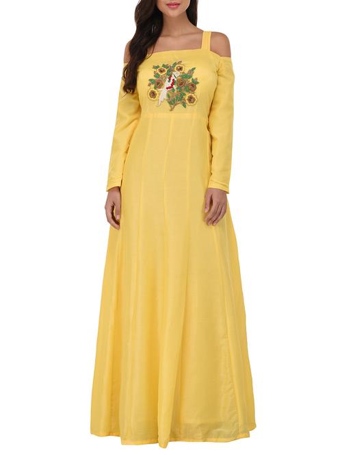 yellow cotton maxi gown - 14253030 - Very Small Image - 1