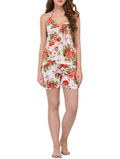 halter neck floral top with shorts set - 14254191 - Very Small Image - 1