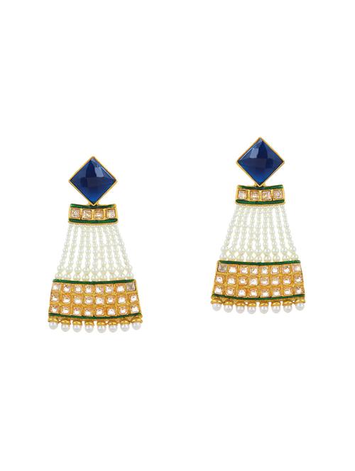blue brass drop earring - 14259453 - Very Small Image - 1