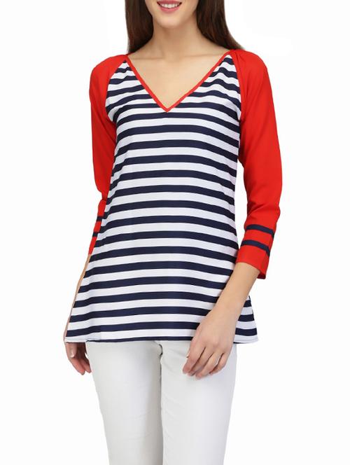 women's a line v neck top - 14260871 - Very Small Image - 1