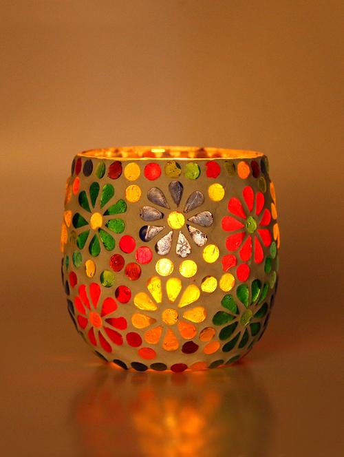 new design candle votive decorated with colorful chips & beads(set of 2) - 14261440 - Very Small Image - 1