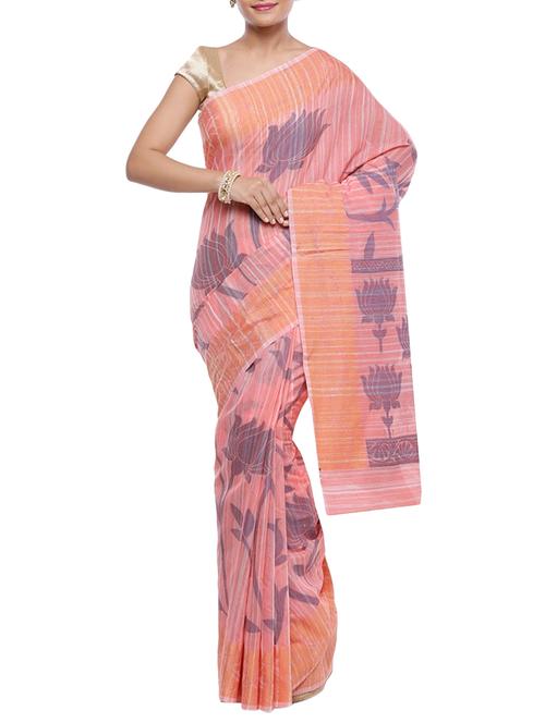 floral motif woven saree with blouse - 14262863 - Very Small Image - 1