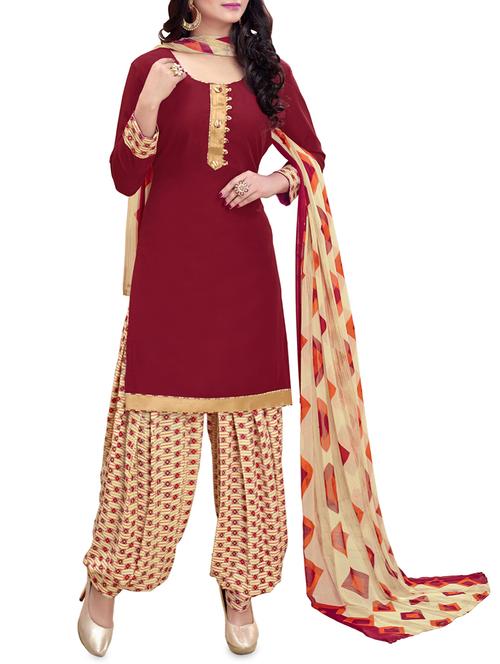 solid unstitched patiyala suit - 14264218 - Very Small Image - 1