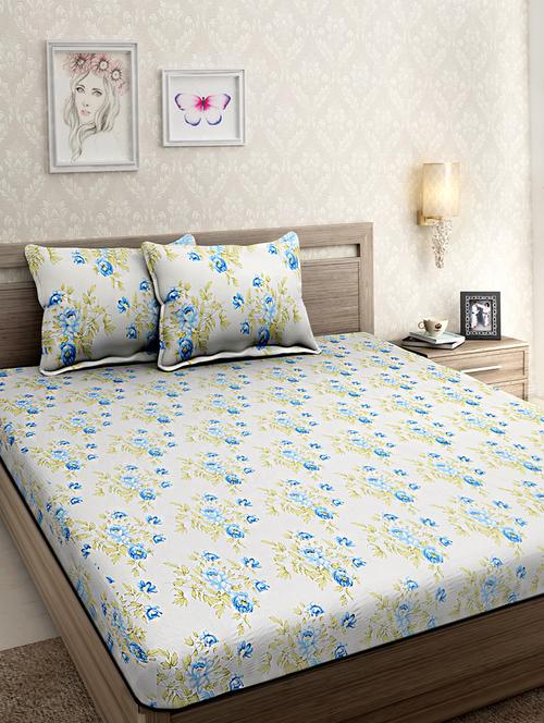 yarn dyed premium percale cotton floral bed sheet with two pillow covers - 14265862 - Very Small Image - 1