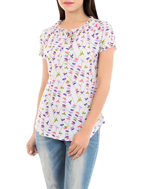 tie up neck printed top - 14266037 - Very Small Image - 1