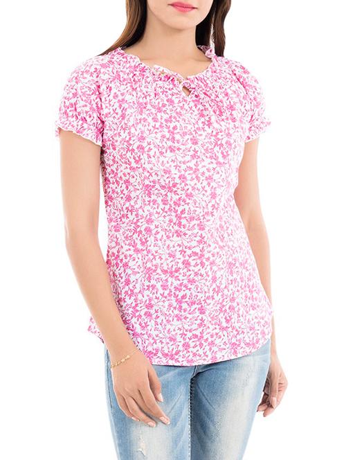 tie front neck printed top - 14266038 - Very Small Image - 1