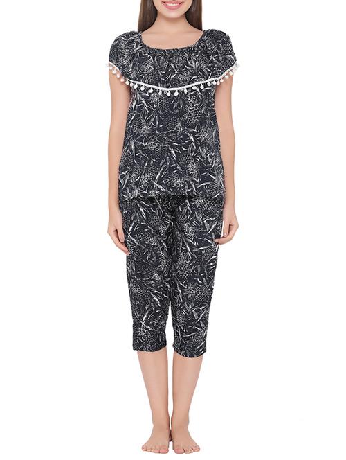 blue crepe capri nightwear set - 14267538 - Very Small Image - 1