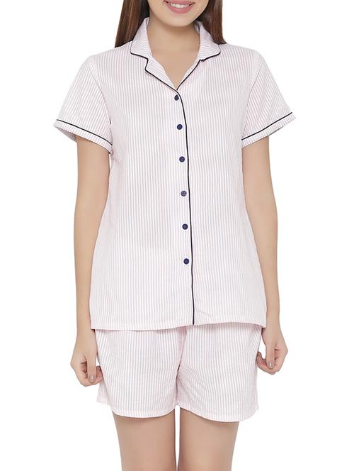 pink cotton shorts nightwear set - 14267543 - Very Small Image - 1