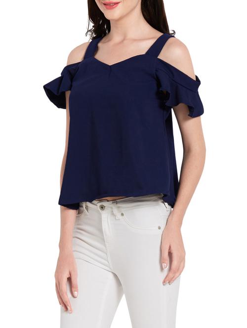 navy blue ruffle top - 14267764 - Very Small Image - 1