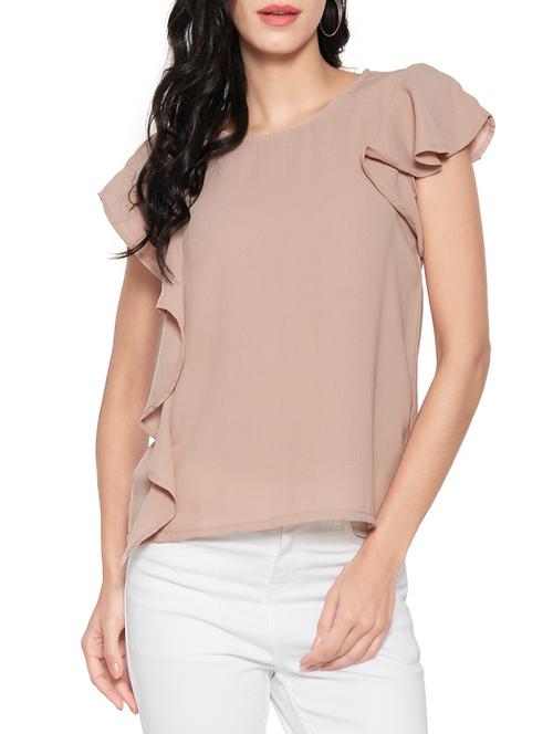 solid beige ruffle top - 14267802 - Very Small Image - 1