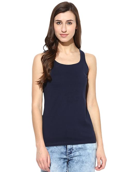 dark blue cotton lycra tee - 14267914 - Very Small Image - 1
