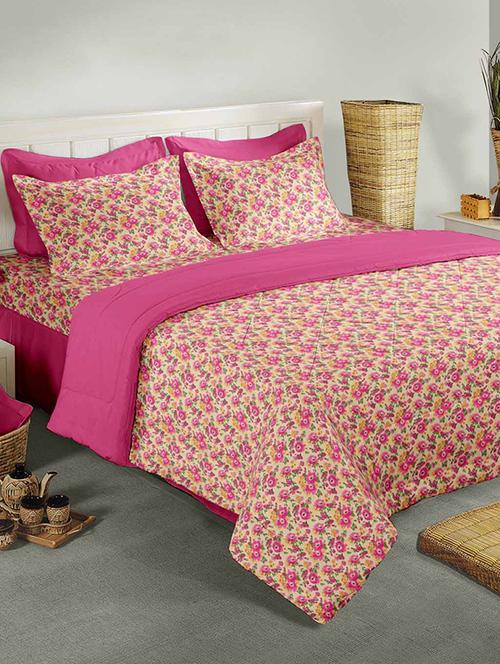 cotton printed double bed sheet with 2 pillow covers - 14268161 - Very Small Image - 1