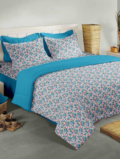 cotton printed double bed sheet with 2 pillow covers - 14268162 - Very Small Image - 1