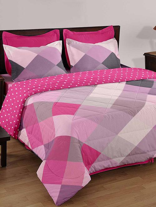 cotton printed double bed sheet with 2 pillow covers - 14268166 - Very Small Image - 1