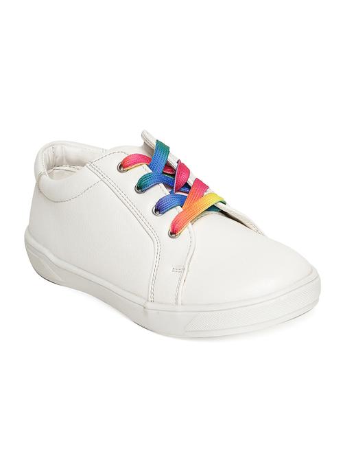 white leatherette lace up sneaker - 14268507 - Very Small Image - 1