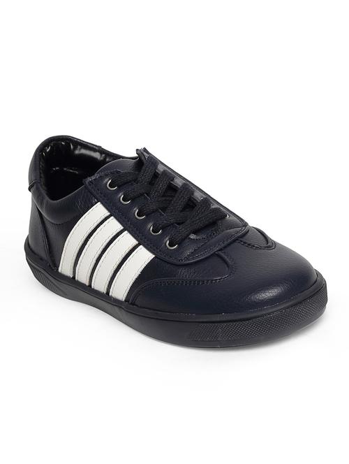 navy blue leatherette lace up sneaker - 14268514 - Very Small Image - 1