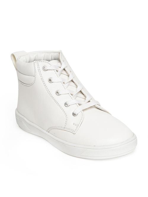 white leatherette lace up sneaker - 14268524 - Very Small Image - 1