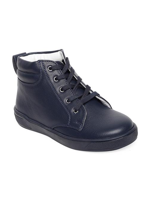 navy blue leatherette lace up sneaker - 14268526 - Very Small Image - 1