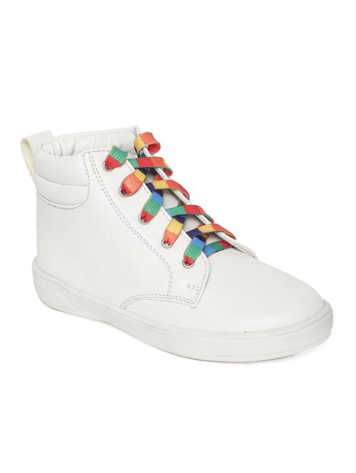 white leatherette lace up sneaker - 14268534 - Very Small Image - 1
