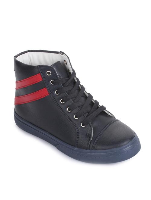 navy blue leatherette lace up sneaker - 14268535 - Very Small Image - 1