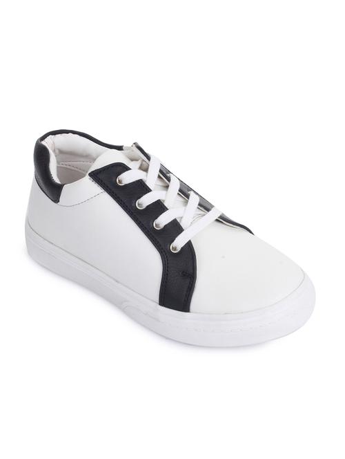 white leatherette lace up sneaker - 14268542 - Very Small Image - 1