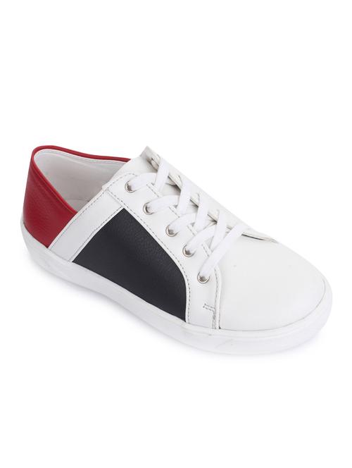 white leatherette lace up sneaker - 14268558 - Very Small Image - 1