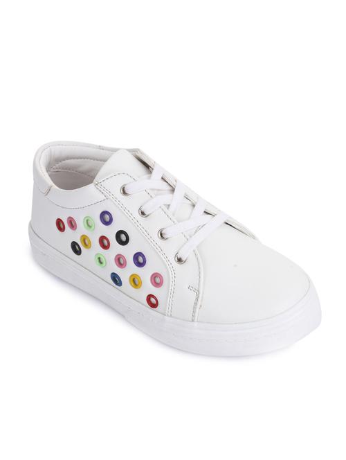 white leatherette lace up sneaker - 14268562 - Very Small Image - 1