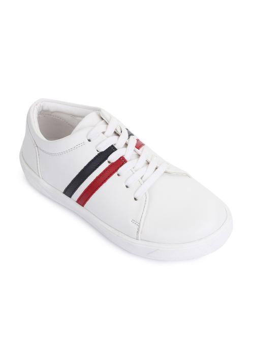 white leatherette lace up sneaker - 14268569 - Very Small Image - 1