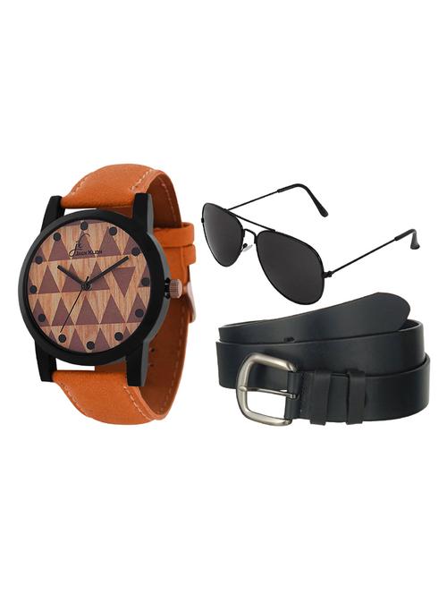 jack klein premium quality graphic watch for men with black belt and aviator glasses - 14279144 - Very Small Image - 1