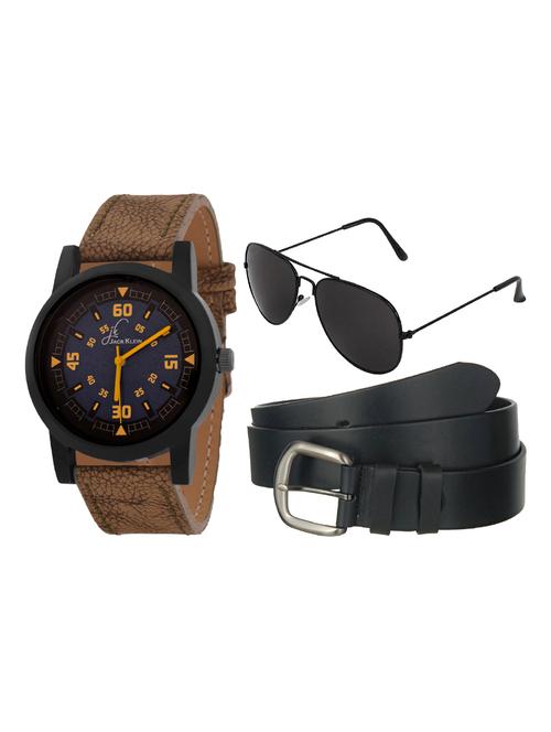 jack klein high quality stylish and funky wrist watch with black belt and aviator glasses - 14279169 - Very Small Image - 1