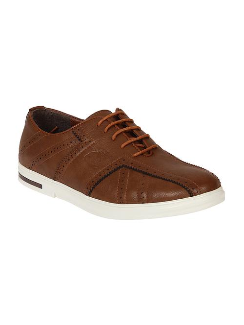 brown leatherette lace up sneaker - 14292611 - Very Small Image - 1
