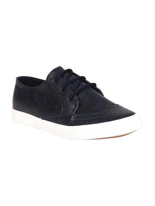 navy leatherette lace up sneaker - 14292613 - Very Small Image - 1