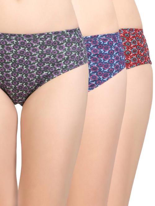 set of 3 multicolored floral printed cotton panties - 14314857 - Very Small Image - 1
