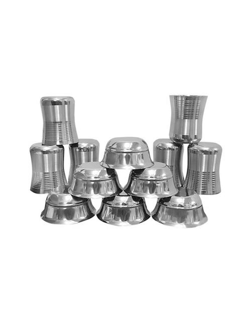 set of 12 stainless steel glasses and bowls - 14315069 - Very Small Image - 1