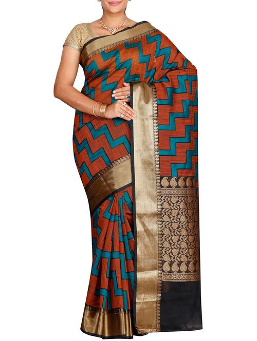 brown chennai silk jacquard dupion saree - 14315770 - Very Small Image - 1