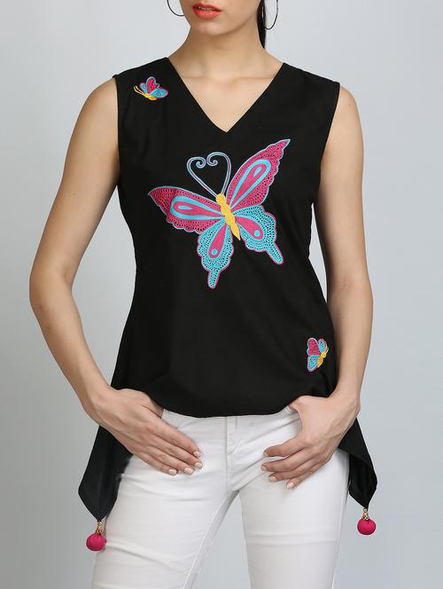 kaanchie nanggia black cotton assymmetric top - 14315965 - Very Small Image - 1