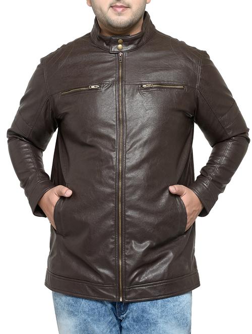 brown leather biker jacket - 14318469 - Very Small Image - 1