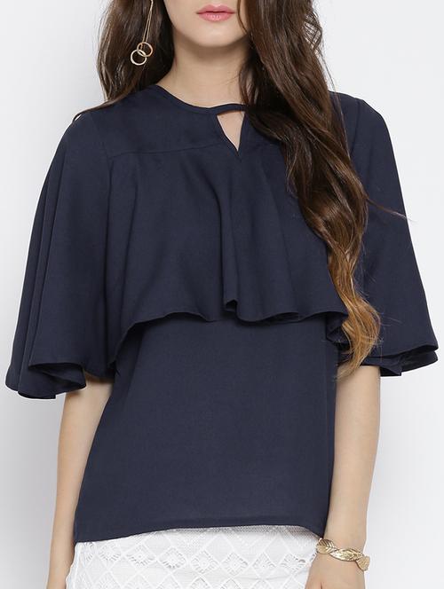 navy blue ruffle top - 14319237 - Very Small Image - 1