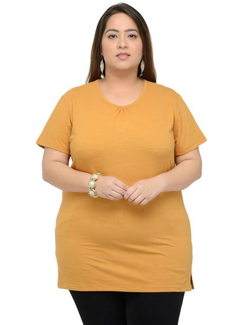 yellow cotton plus tshirt - 14319355 - Very Small Image - 1