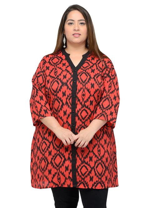 red printed casual tunic - 14319402 - Very Small Image - 1