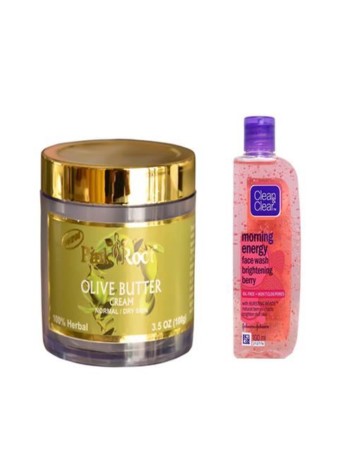 pink root olive butter cream with clean & clear morning energy face wash brightening berry - 14320381 - Very Small Image - 1