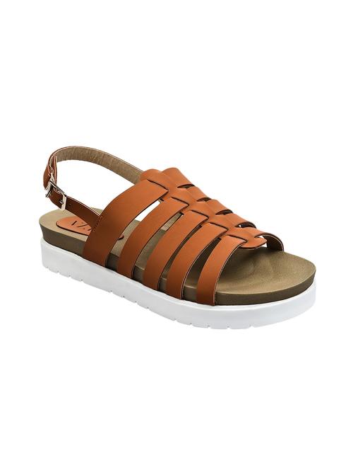 tan faux leather back strap sandals - 14320723 - Very Small Image - 1
