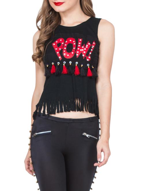 black viscose crop top - 14321430 - Very Small Image - 1