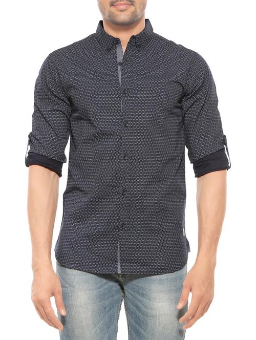 blue cotton casual shirt - 14321509 - Very Small Image - 1