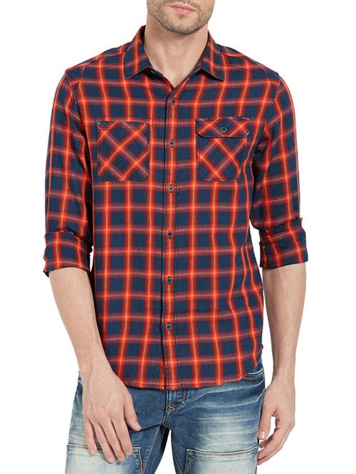 orange cotton casual shirt - 14321537 - Very Small Image - 1