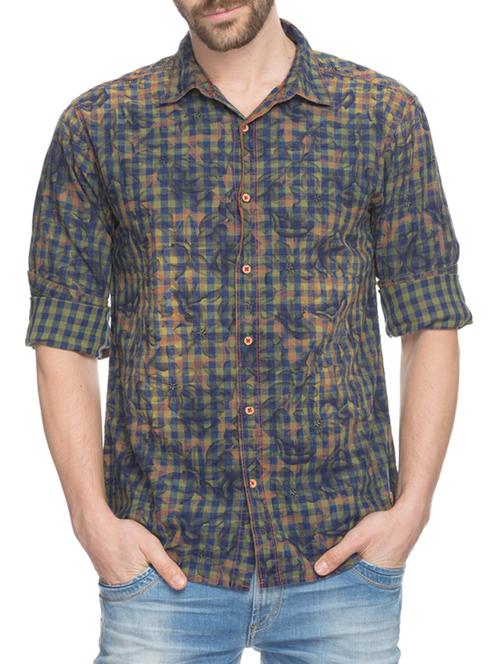 blue cotton casual shirt - 14321547 - Very Small Image - 1