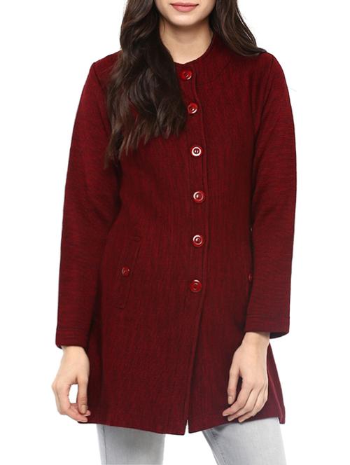 red woollen regular coat - 14321841 - Very Small Image - 1