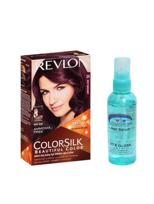 pink root hair serum (100ml) with revlon colorsilk hair color with 3d color technology dark burgundy 34 pack of 2 - 14323600 - Very Small Image - 1