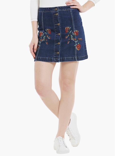 blue denim casual skirt - 14326532 - Very Small Image - 1
