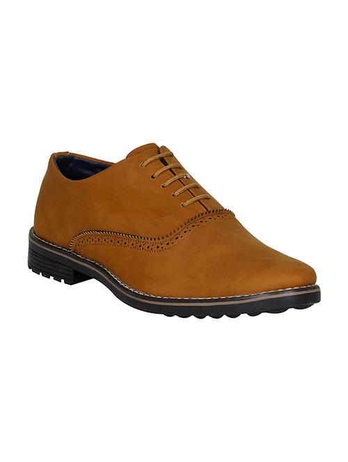 tan leatherette lace-up oxford - 14327930 - Very Small Image - 1